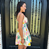 Wes Watercolor Mini Dress with Ties