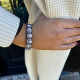 Crystal Circles Stretch Bracelet in Pink/Grey