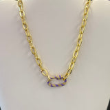 Gold Chainlink Necklace with Purple Carabiner