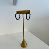 Bamboo Hoop Earrings in Blue and Orange