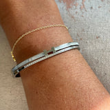 Mother of Pearl & Diamond H Bracelet Cuff in Gold and Silver