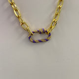 Gold Chainlink Necklace with Purple Carabiner