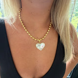 Gold Necklace with Heart Crystal Charm