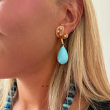 Gold Turquoise Drop Dangle Statement Earrings