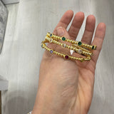 Colored Stone Beaded Bangle Bracelet in multiple colors