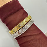 Diamond Clover Perlee Cuff Bracelet in Gold and Silver