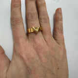 V Ring in Gold
