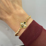 Single Clover Stretch Bracelet in Gold