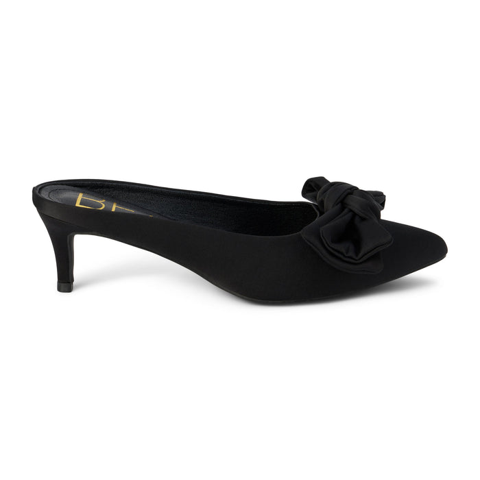 Matisse Bow Black Kitten Heel Mule