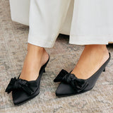 Matisse Bow Kitten Heel Mule in Black