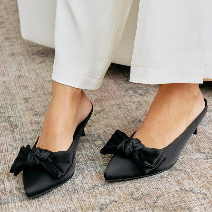 Matisse Bow Black Kitten Heel Mule