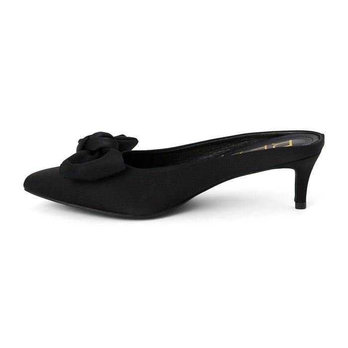 Matisse Bow Black Kitten Heel Mule