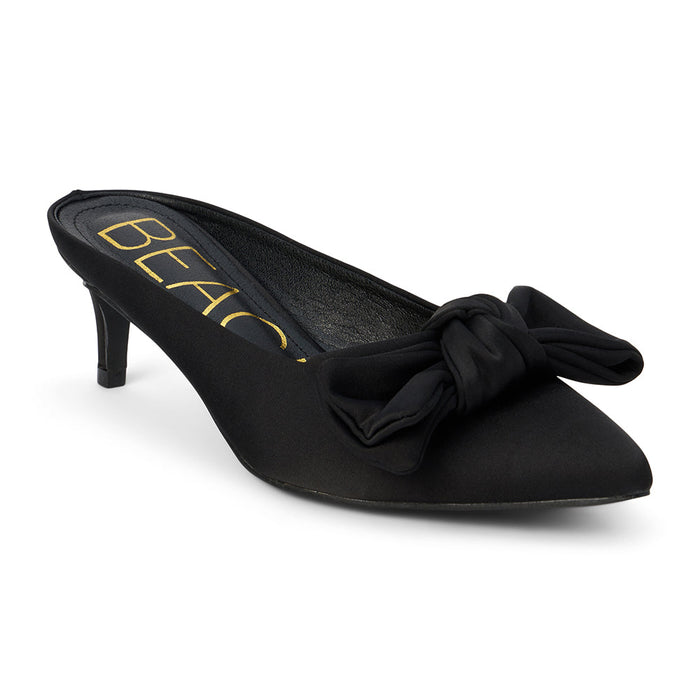 Matisse Bow Black Kitten Heel Mule