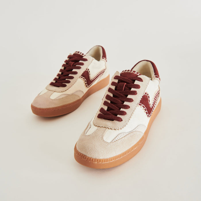 Dolce Vita Notice Stitch Sneakers - Red/ Burgundy Calf Hair