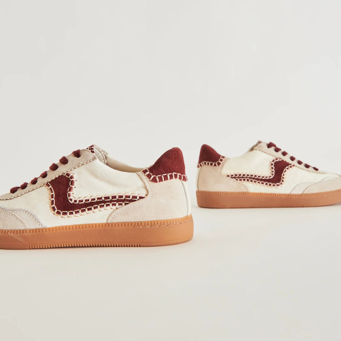 Dolce Vita Notice Stitch Sneakers - Red/ Burgundy Calf Hair