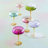 Colorful Frosted Martini Gold Trimmed Gilded Coupes