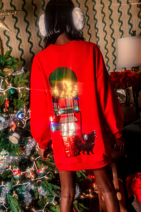 Queen of Sparkles Tartan Lady Nutcracker with Dog Sweatshirt Dress or Tunic