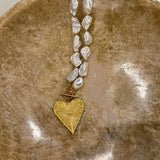 ChanSutt Blaze Pearl Necklace with Heart Pendant