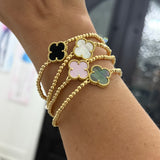 Single Color Clover Beaded Stretch Bracelet