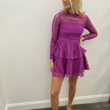 Lucie Orchid Crochet Lace Mini Dress in Purple