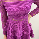 Lucie Orchid Crochet Lace Mini Dress in Purple