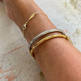 Lock Hinge Bangle Bracelet in Gold and Two Tone