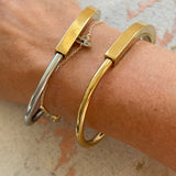Lock Hinge Bangle Bracelet in Gold and Two Tone