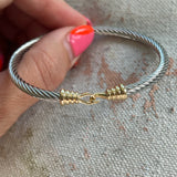 Buckle Cable Bracelet Cuff in Two Tone