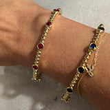 Colored Stone Beaded Bangle Bracelet in multiple colors