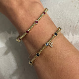 Colored Stone Beaded Bangle Bracelet in multiple colors