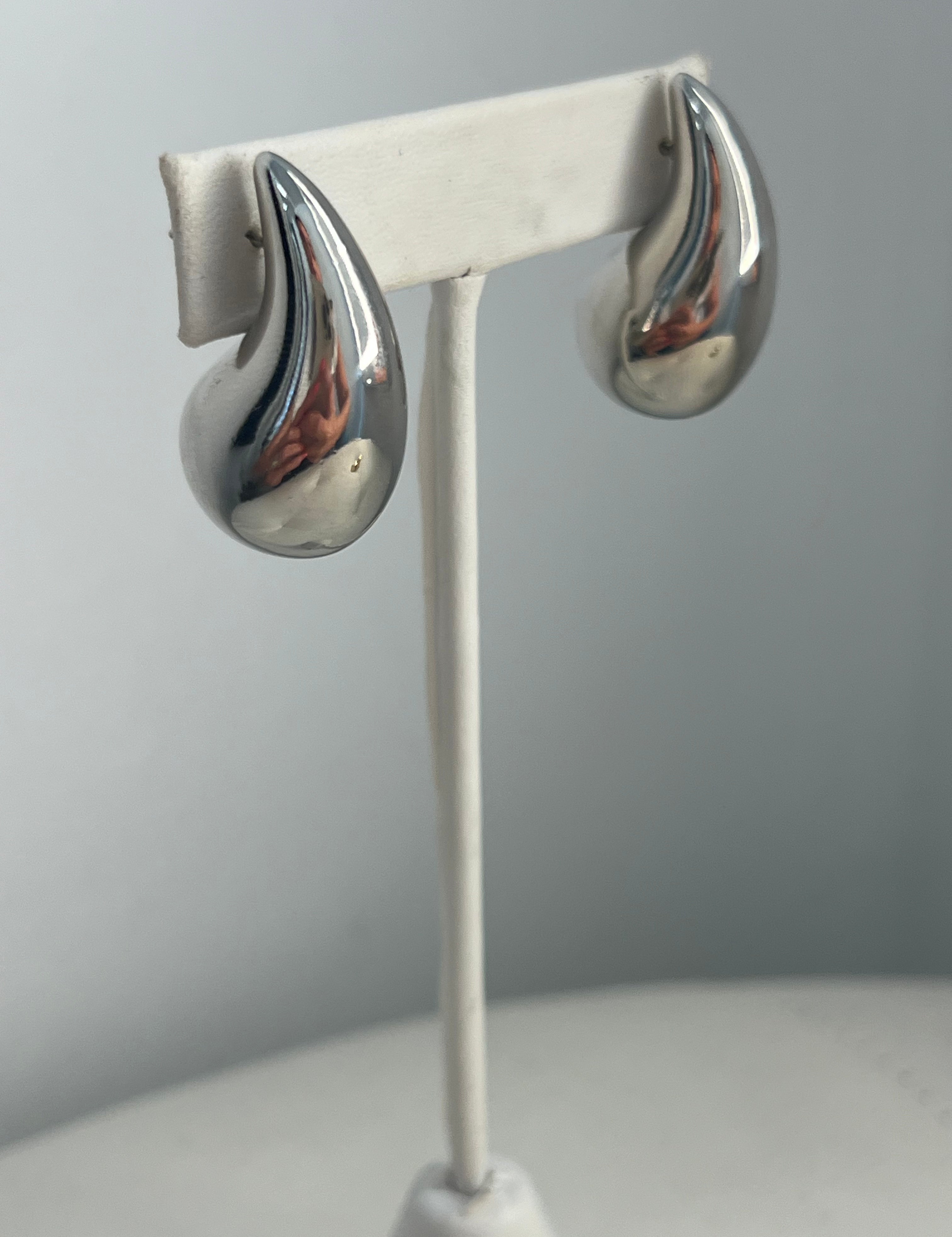 Large Teardrop Earrings in Gold and Silver