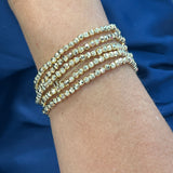 Diamond Cut Beaded Stretch Bracelet in Gold