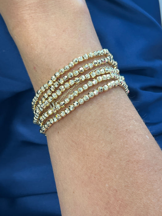 Diamond Cut Beaded Stretch Bracelet