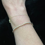 Diamond Cut & 5 Bead Alternating Beaded Stretch Bracelet in Gold