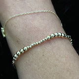 Diamond Cut & 5 Bead Alternating Beaded Stretch Bracelet in Gold