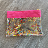 Clear Confetti Bag in Hot Pink