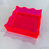 Wavy Square Tray in Neon Pink and Neon Green