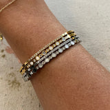 Mother of Pearl & Diamonds Cuff in Gold and Silver