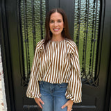 Karlie Bubble Top Stripe in Brown