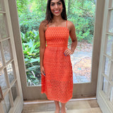 Karson Lace Midi in Orange