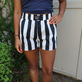 Lulu Mac Darby Boxer Stripe Shorts in Black