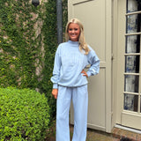 Lulu Mac Mockneck Terry Cloth long sleeve in Light Blue