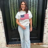 Mary American Flag Sweater in White