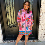 Pink Floral button up dress