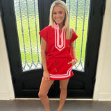 Megan Red & Pink Top & Skort Set