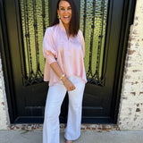 Mindy Mock Neck Puff Sleeve in Light Pink