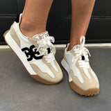 Sam Edelman Langley Lace Up Sneaker in White/Tan/Black