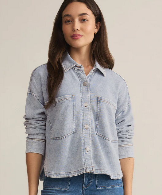 Z Supply All Day Cropped Knit Denim Jacket