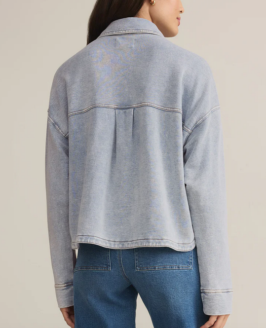 Z Supply All Day Cropped Knit Denim Jacket