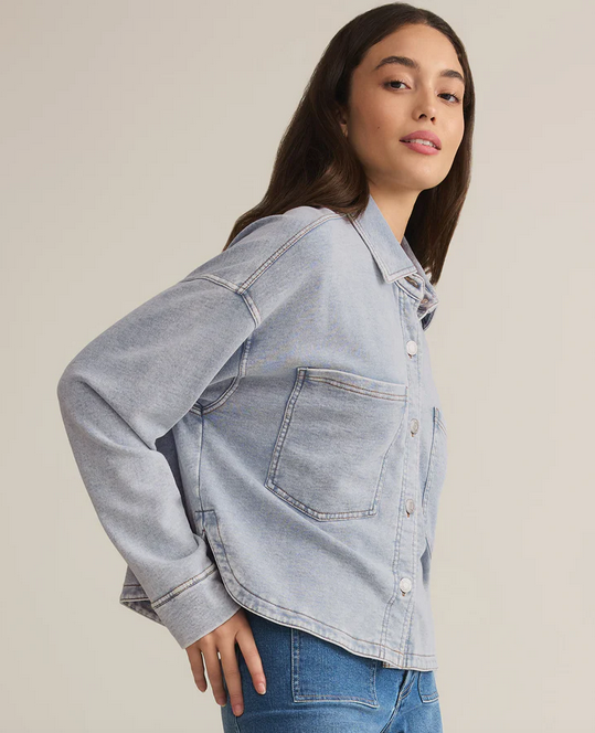 Z Supply All Day Cropped Knit Denim Jacket